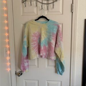 Cold Crush Multicolor Tie-Dye Cropped Hoodie